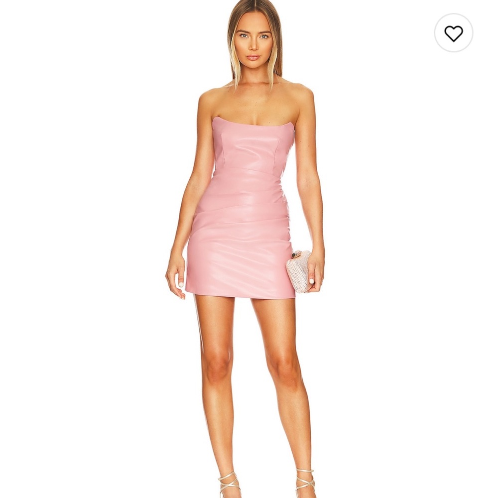 Bardot pink faux leather strapless dress size is 4 worn once. Perfect for hoco!!